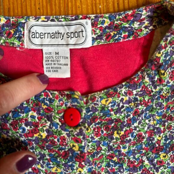 Abernathy Sport floral cotton button up grandmacore cardigan SIZE M - Picture 2 of 4